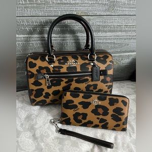 Coach Set Leopard Rowan Satchel